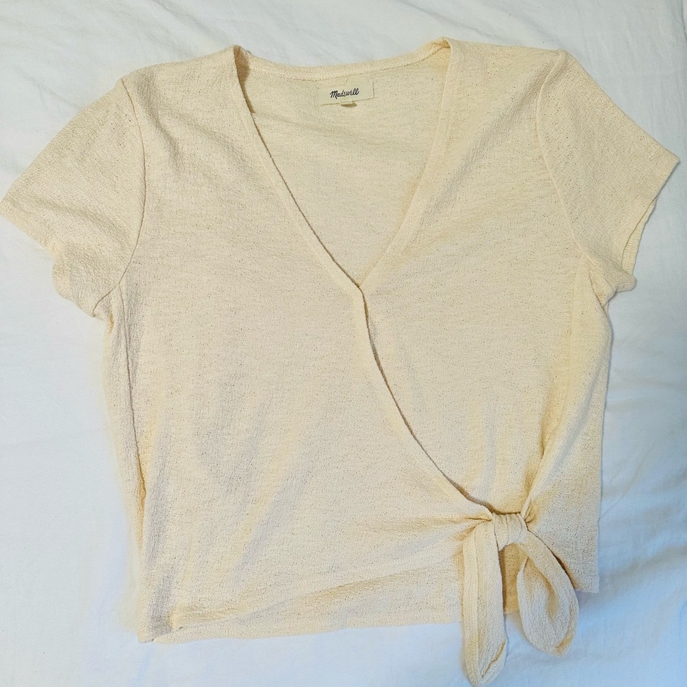 Madewell Cream Wrap Top